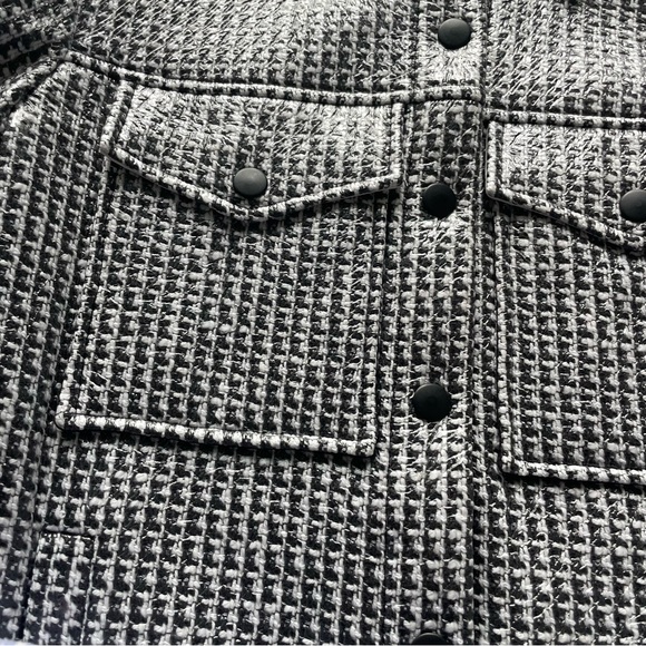 Tibi Woven Houndstooth Black White Coated Jacket Pointed Collar Sample - Picture 15 of 15